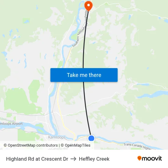 Highland Rd at Crescent Dr to Heffley Creek map