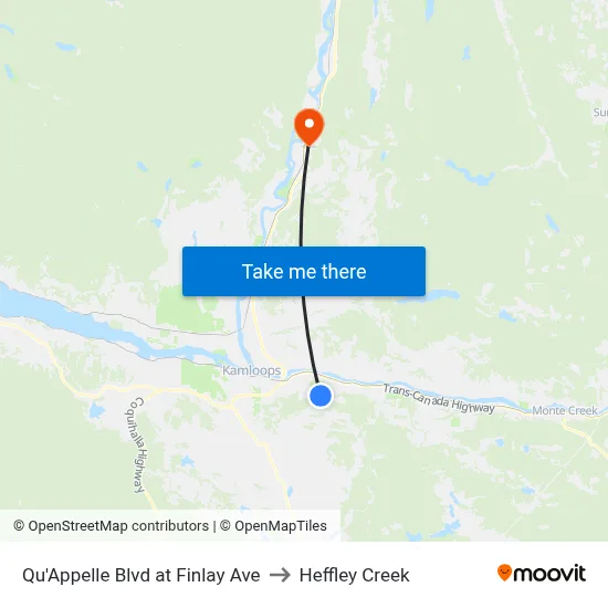 Qu'Appelle Blvd at Finlay Ave to Heffley Creek map