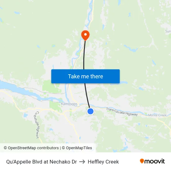 Qu'Appelle Blvd at Nechako Dr to Heffley Creek map