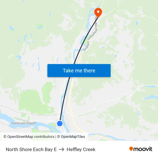 North Shore Exch Bay E to Heffley Creek map