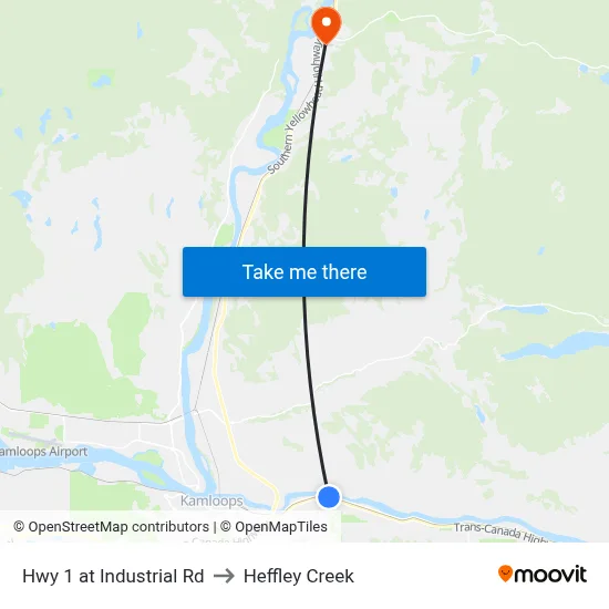Hwy 1 at Industrial Rd to Heffley Creek map