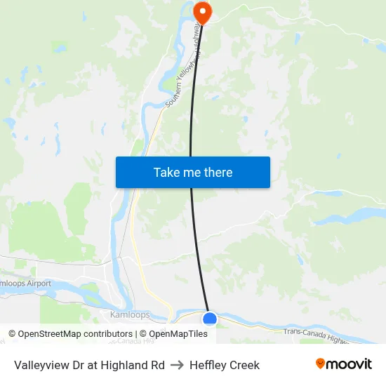 Valleyview Dr at Highland Rd to Heffley Creek map