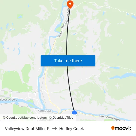 Valleyview Dr at Miller Pl to Heffley Creek map