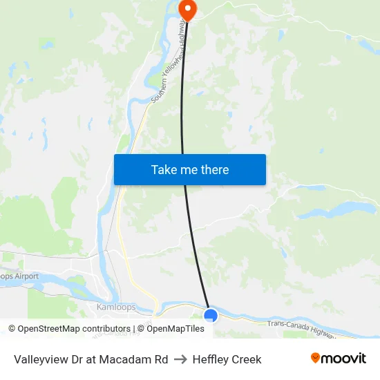 Valleyview Dr at Macadam Rd to Heffley Creek map