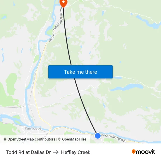 Todd Rd at Dallas Dr to Heffley Creek map