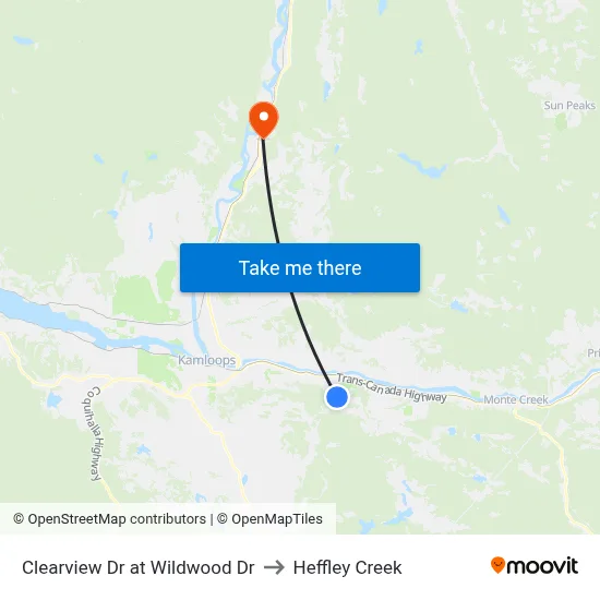 Clearview Dr at Wildwood Dr to Heffley Creek map