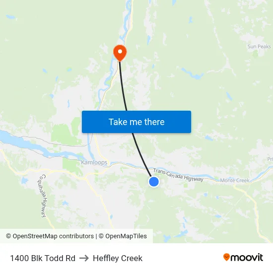 1400 Blk Todd Rd to Heffley Creek map