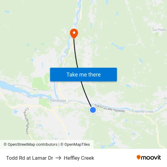 Todd Rd at Lamar Dr to Heffley Creek map