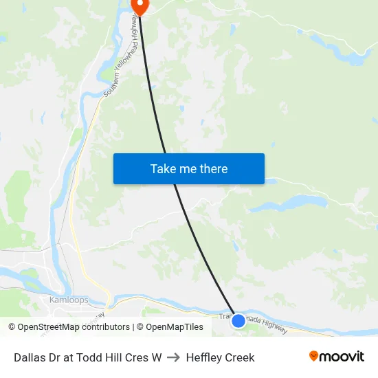 Dallas Dr at Todd Hill Cres W to Heffley Creek map
