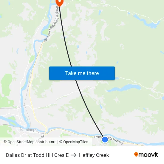 Dallas Dr at Todd Hill Cres E to Heffley Creek map