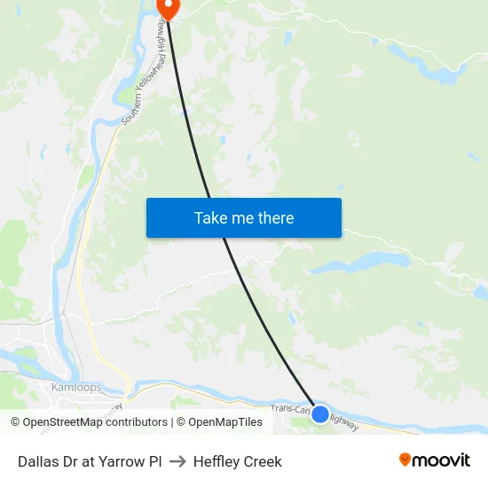 Dallas Dr at Yarrow Pl to Heffley Creek map