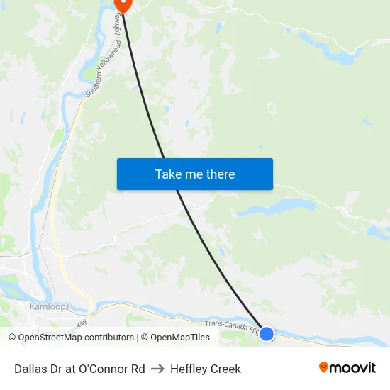 Dallas Dr at O'Connor Rd to Heffley Creek map