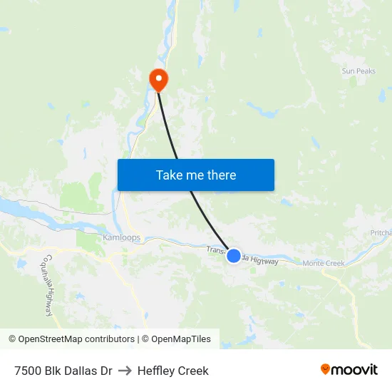 7500 Blk Dallas Dr to Heffley Creek map