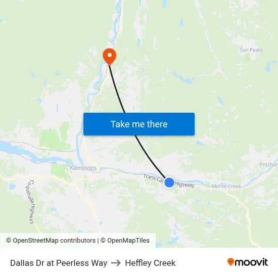 Dallas Dr at Peerless Way to Heffley Creek map
