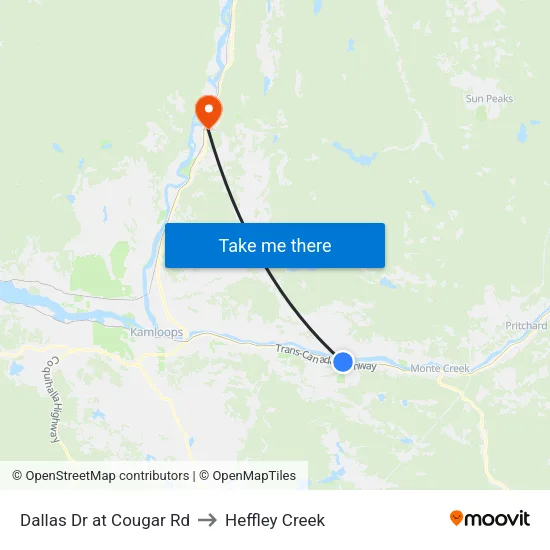 Dallas Dr at Cougar Rd to Heffley Creek map