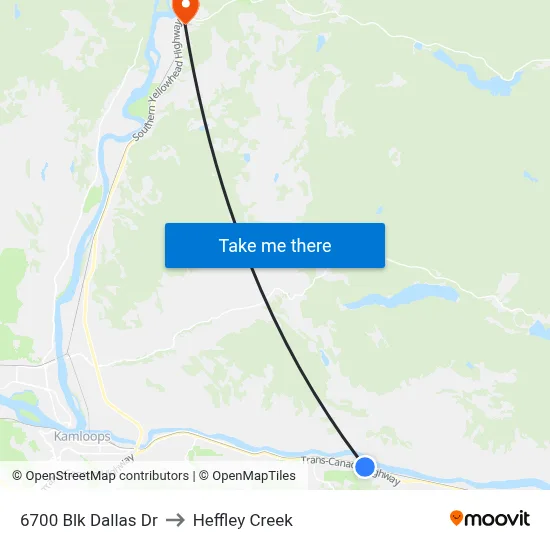 6700 Blk Dallas Dr to Heffley Creek map