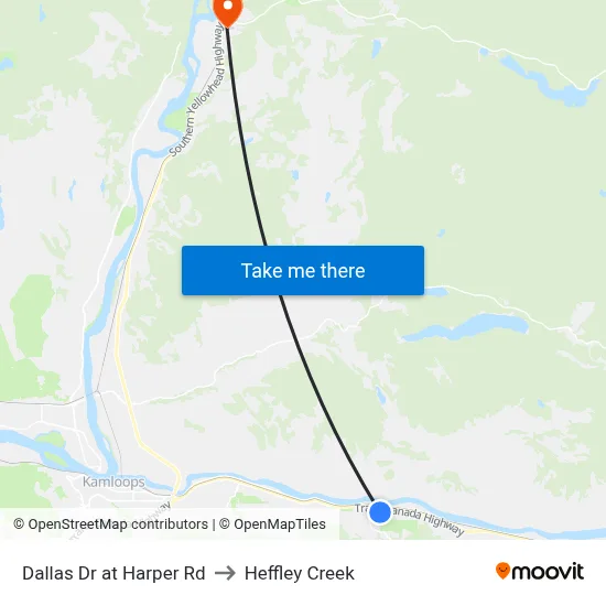 Dallas Dr at Harper Rd to Heffley Creek map