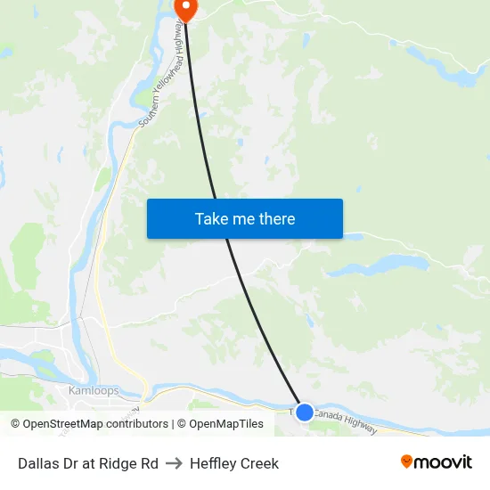 Dallas Dr at Ridge Rd to Heffley Creek map