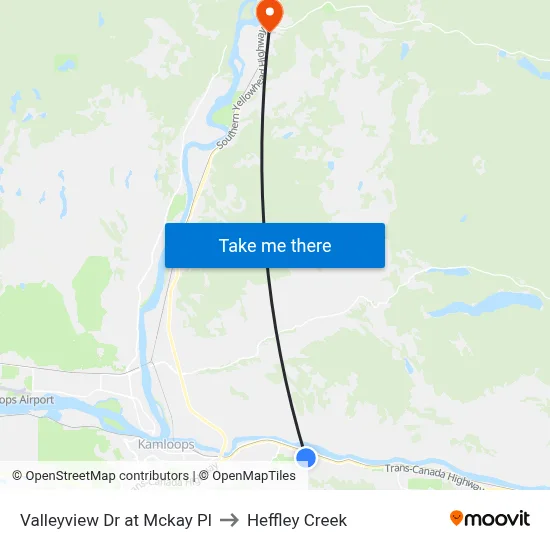 Valleyview Dr at Mckay Pl to Heffley Creek map