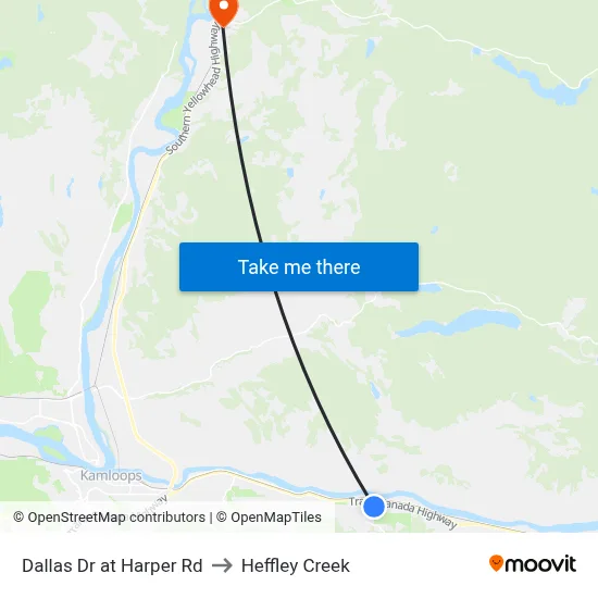 Dallas Dr at Harper Rd to Heffley Creek map