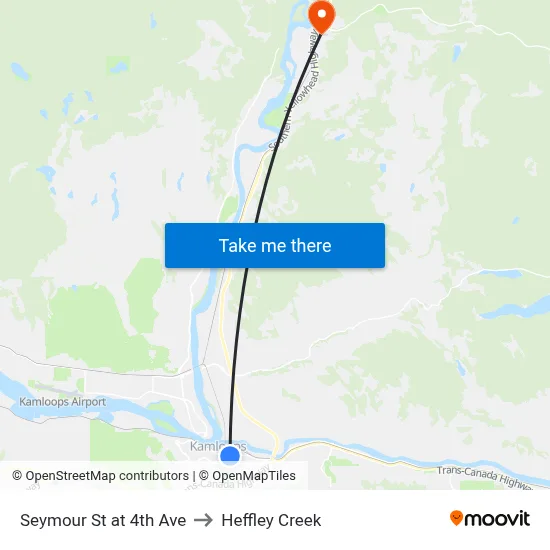 Seymour St at 4th Ave to Heffley Creek map