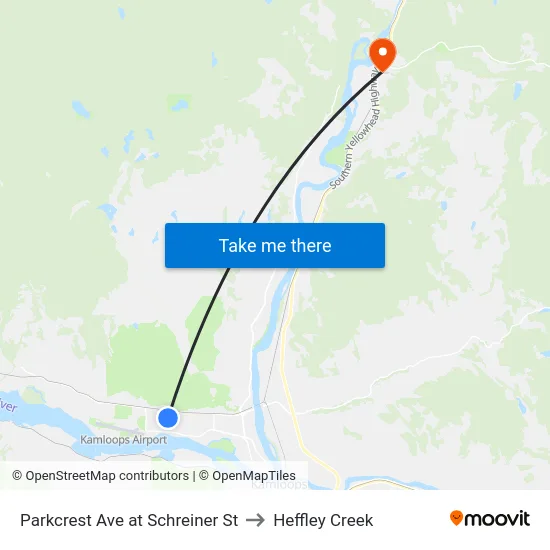 Parkcrest Ave at Schreiner St to Heffley Creek map