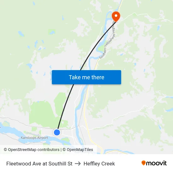 Fleetwood Ave at Southill St to Heffley Creek map