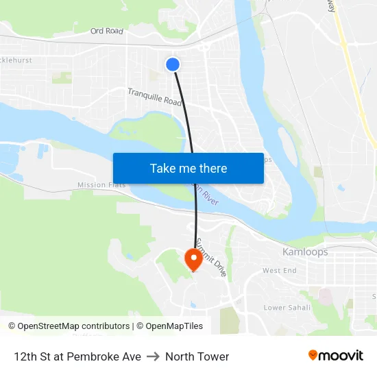 12th St at Pembroke Ave to North Tower map