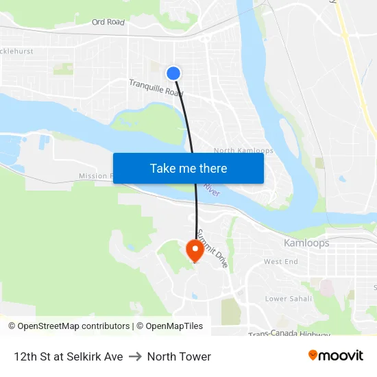 12th St at Selkirk Ave to North Tower map