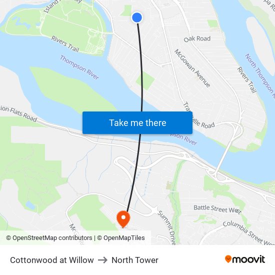 Cottonwood at Willow to North Tower map