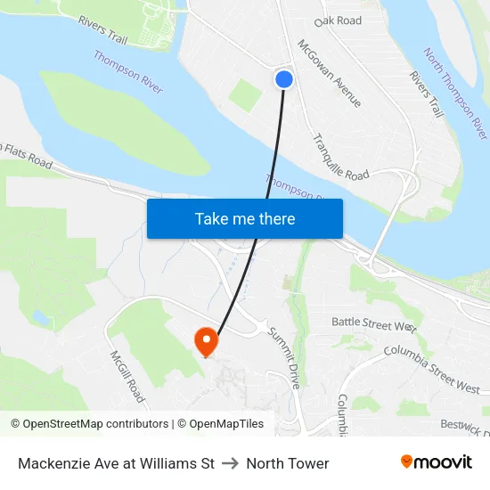 Mackenzie Ave at Williams St to North Tower map