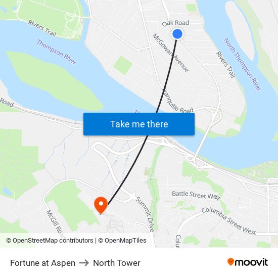 Fortune at Aspen to North Tower map