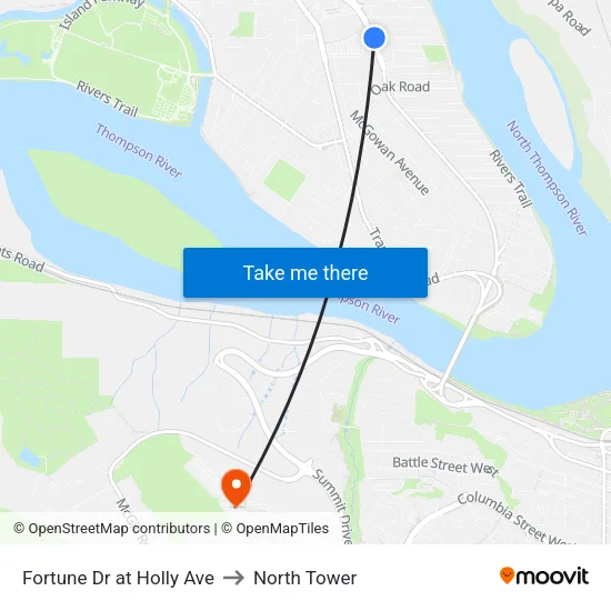 Fortune Dr at Holly Ave to North Tower map