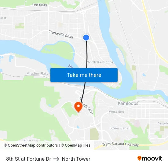 8th St at Fortune Dr to North Tower map