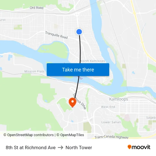 8th St at Richmond Ave to North Tower map