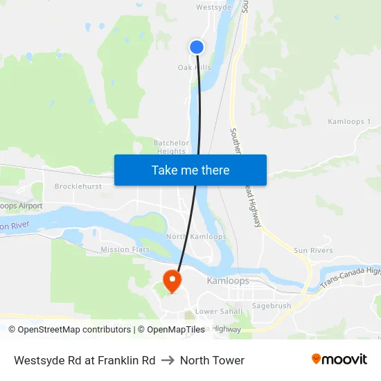 Westsyde Rd at Franklin Rd to North Tower map