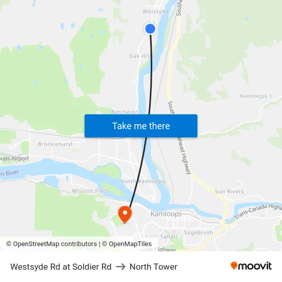Westsyde Rd at Soldier Rd to North Tower map