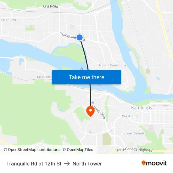 Tranquille Rd at 12th St to North Tower map
