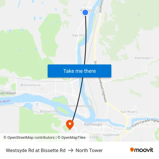 Westsyde Rd at Bissette Rd to North Tower map