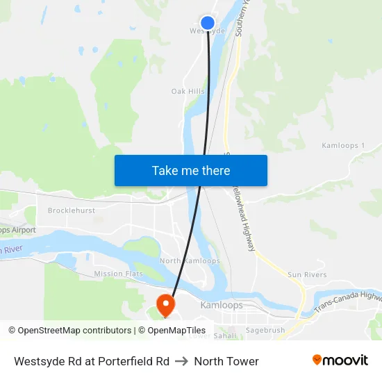 Westsyde Rd at Porterfield Rd to North Tower map