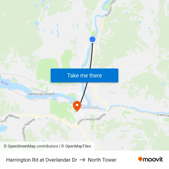 Harrington Rd at Overlander Dr to North Tower map