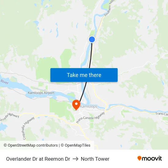 Overlander Dr at Reemon Dr to North Tower map