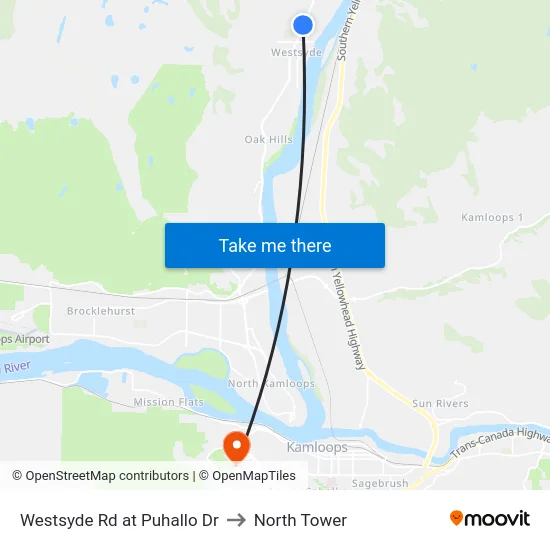 Westsyde Rd at Puhallo Dr to North Tower map