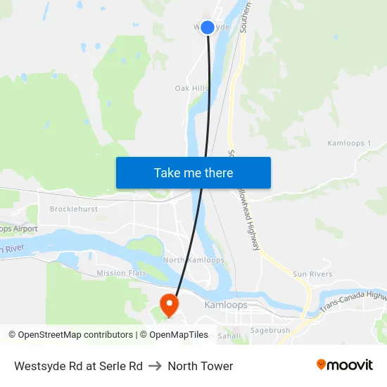 Westsyde Rd at Serle Rd to North Tower map