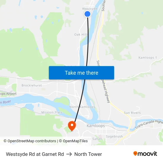 Westsyde Rd at Garnet Rd to North Tower map