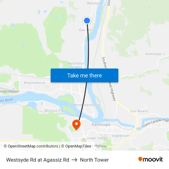 Westsyde Rd at Agassiz Rd to North Tower map