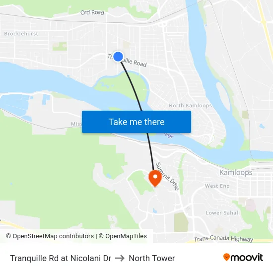 Tranquille Rd at Nicolani Dr to North Tower map