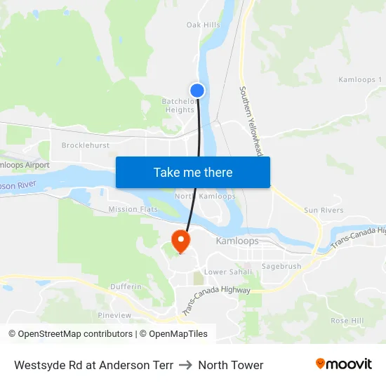 Westsyde Rd at Anderson Terr to North Tower map