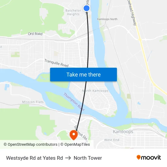 Westsyde Rd at Yates Rd to North Tower map
