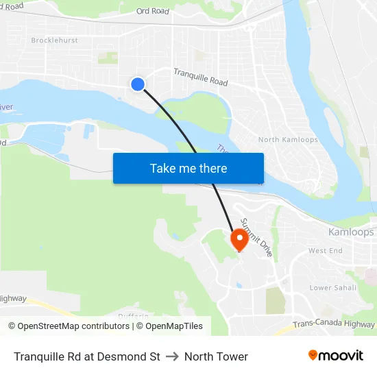 Tranquille Rd at Desmond St to North Tower map